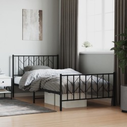 vidaXL Estructura de cama con cabecero y estribo metal negro 107x203cm