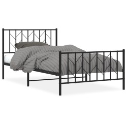 vidaXL Estructura de cama con cabecero y estribo metal negro 107x203cm