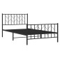 vidaXL Estructura de cama con cabecero y estribo metal negro 107x203cm