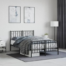 vidaXL Estructura de cama cabecero y pie de cama metal negro 120x200cm