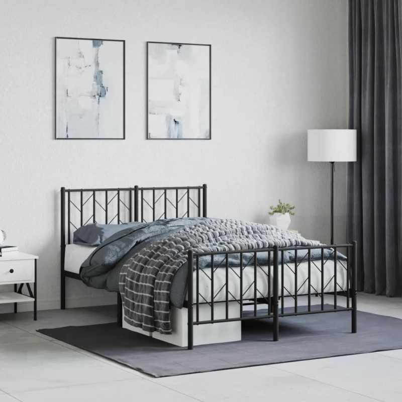 vidaXL Estructura de cama cabecero y pie de cama metal negro 120x200cm vidaXL Estructura de cama cabecero y pie de cama metal negro 120x200cm