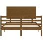 vidaXL Estructura de cama matrimonio con cabecero madera marrón miel vidaXL Estructura de cama matrimonio con cabecero madera marrón miel