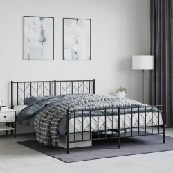 vidaXL Estructura de cama cabecero y pie de cama metal negro 160x200cm