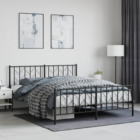 vidaXL Estructura de cama cabecero y pie de cama metal negro 160x200cm