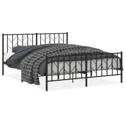 vidaXL Estructura de cama cabecero y pie de cama metal negro 160x200cm