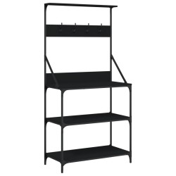 vidaXL Estantería cocina con ganchos 4 niveles madera ingeniería negro