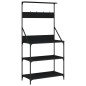 vidaXL Estantería cocina con ganchos 4 niveles madera ingeniería negro vidaXL Estantería cocina con ganchos 4 niveles madera ingeniería negro