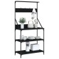 vidaXL Estantería cocina con ganchos 4 niveles madera ingeniería negro vidaXL Estantería cocina con ganchos 4 niveles madera ingeniería negro