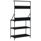 vidaXL Estantería cocina con ganchos 4 niveles madera ingeniería negro vidaXL Estantería cocina con ganchos 4 niveles madera ingeniería negro