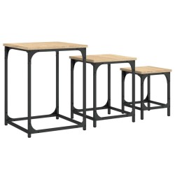 vidaXL Mesas de centro apilables 3 pzas madera ingeniería roble Sonoma