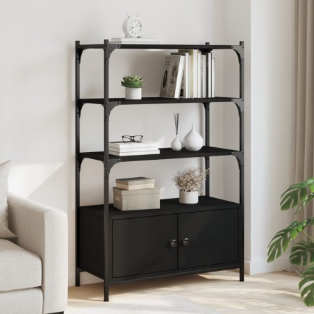 vidaXL Librería de 3 estantes madera ingeniería negro 70x30x109,5 cm