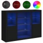 vidaXL Aparadores con luces LED 3 piezas madera de ingeniería negro vidaXL Aparadores con luces LED 3 piezas madera de ingeniería negro