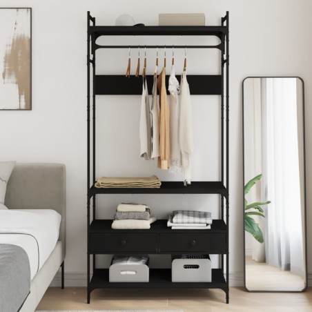 vidaXL Armario con cajones madera de ingeniería negro 89x39x184,5 cm