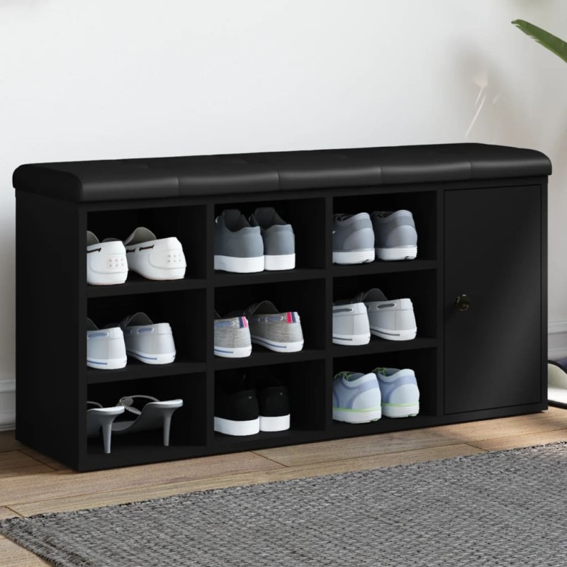 vidaXL Banco zapatero madera de ingeniería negro 102x32x50 cm vidaXL Banco zapatero madera de ingeniería negro 102x32x50 cm