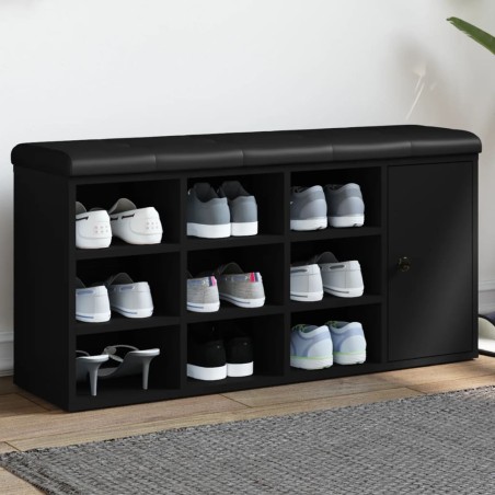 vidaXL Banco zapatero madera de ingeniería negro 102x32x50 cm