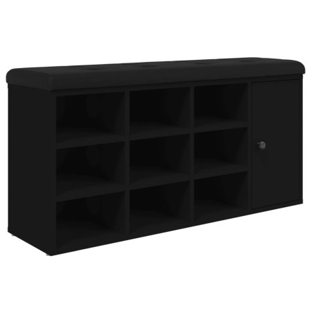 vidaXL Banco zapatero madera de ingeniería negro 102x32x50 cm