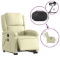 vidaXL Sillón reclinable masaje eléctrico de pie cuero auténtico crema vidaXL Sillón reclinable masaje eléctrico de pie cuero auténtico crema