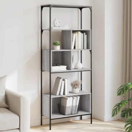 vidaXL Librería 5 estantes madera ingeniería gris Sonoma 76x33x188,5cm