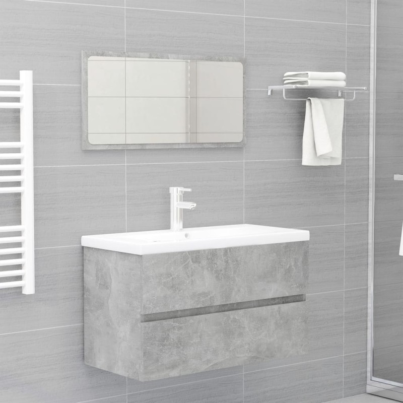 vidaXL Juego de muebles de baño madera de ingeniería gris hormigón