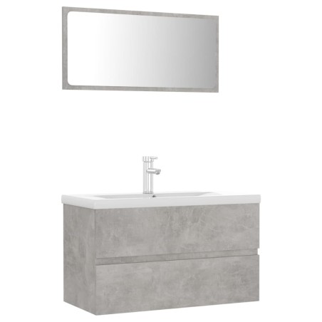 vidaXL Juego de muebles de baño madera de ingeniería gris hormigón
