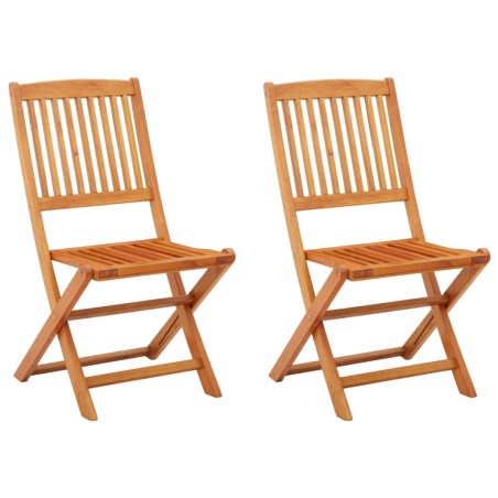 vidaXL Sillas de jardín plegables 2 pzas madera maciza de eucalipto