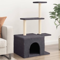 vidaXL Rascador para gatos con postes de sisal gris oscuro 110 cm