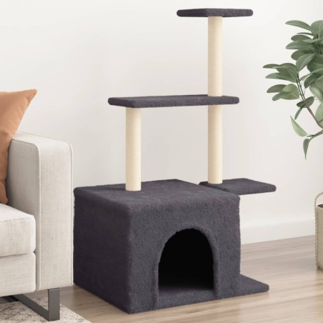 vidaXL Rascador para gatos con postes de sisal gris oscuro 110 cm