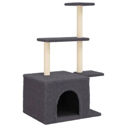 vidaXL Rascador para gatos con postes de sisal gris oscuro 110 cm