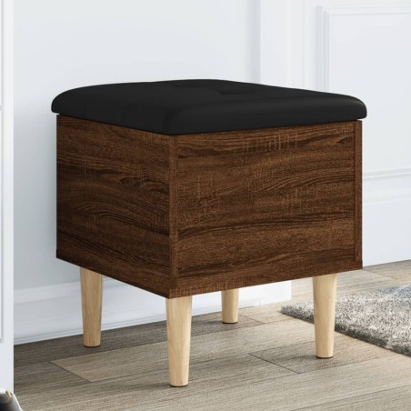 vidaXL Banco con almacenaje madera ingeniería roble marrón 42x42x46 cm