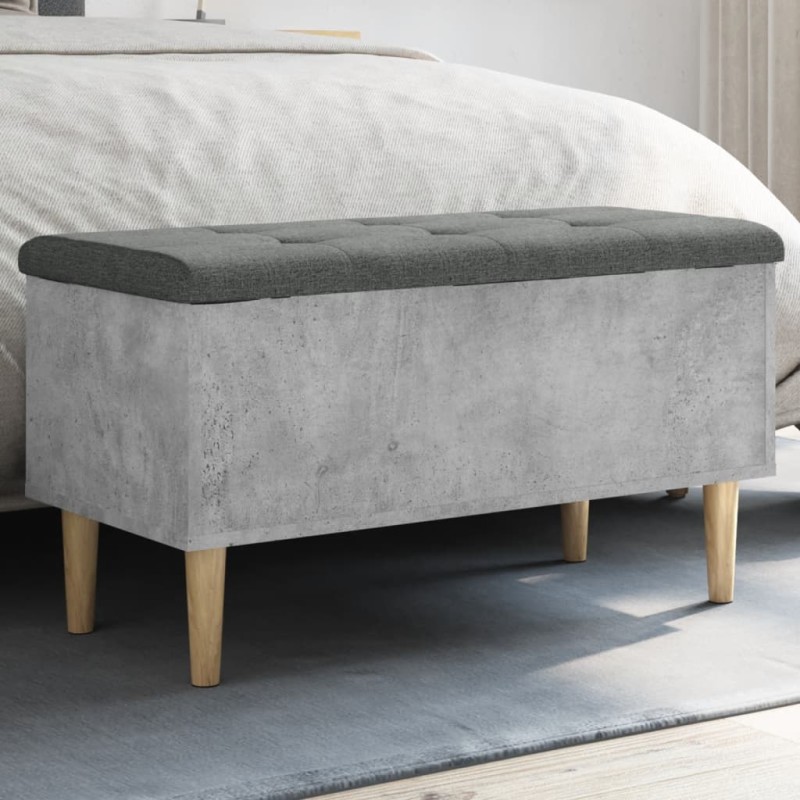 vidaXL Banco con almacenaje madera ingeniería gris hormigón 82x42x46cm