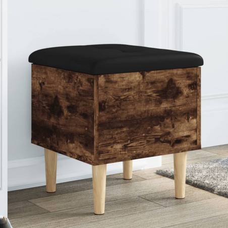 vidaXL Banco con almacenaje madera ingeniería roble ahumado 42x42x46cm