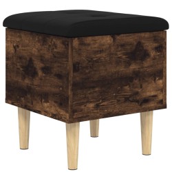 vidaXL Banco con almacenaje madera ingeniería roble ahumado 42x42x46cm