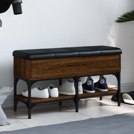 vidaXL Banco zapatero madera de ingeniería marrón roble 82x32x45 cm