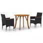 vidaXL Juego de comedor para jardín 3 piezas negro