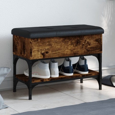 vidaXL Banco zapatero madera de ingeniería roble ahumado 62x32x45 cm