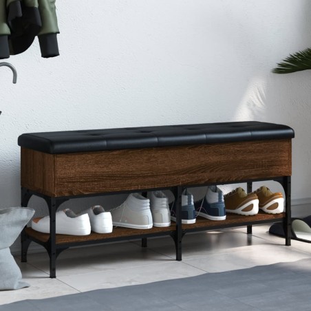 vidaXL Banco zapatero madera de ingeniería marrón roble 102x32x45 cm