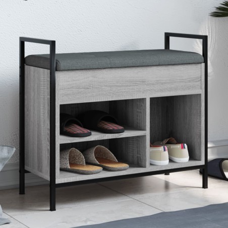 vidaXL Banco zapatero madera de ingeniería gris Sonoma 65,5x32x57,5 cm