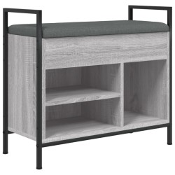 vidaXL Banco zapatero madera de ingeniería gris Sonoma 65,5x32x57,5 cm