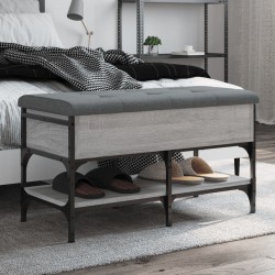 vidaXL Banco zapatero madera de ingeniería gris Sonoma 82x42x45 cm