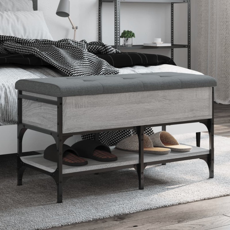 vidaXL Banco zapatero madera de ingeniería gris Sonoma 82x42x45 cm vidaXL Banco zapatero madera de ingeniería gris Sonoma 82x42x45 cm