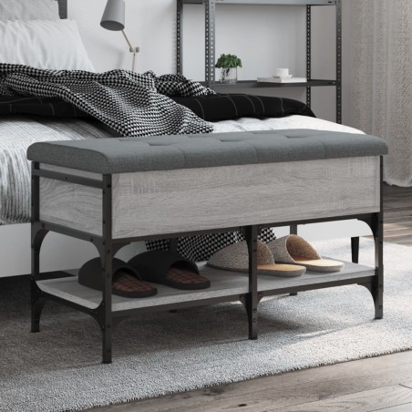 vidaXL Banco zapatero madera de ingeniería gris Sonoma 82x42x45 cm