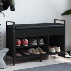 vidaXL Banco zapatero madera de ingeniería negro 85,5x32x57,5 cm