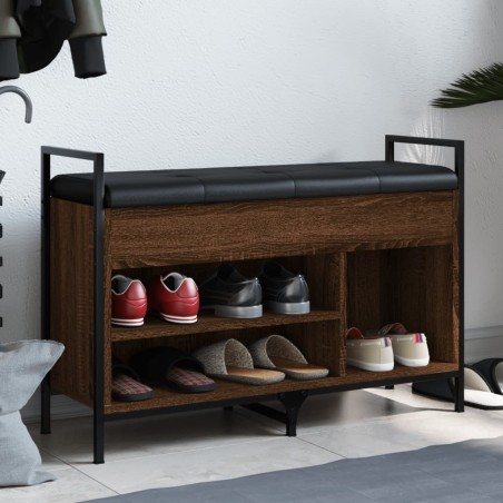 vidaXL Banco zapatero madera de ingeniería marrón roble 85,5x32x57,5cm