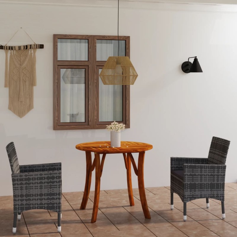 vidaXL Juego de comedor de jardín de 3 piezas gris