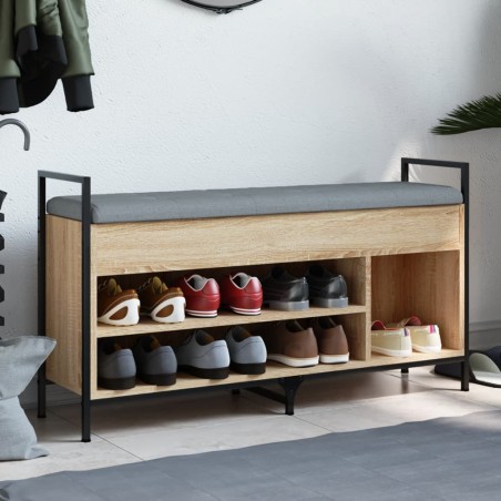 vidaXL Banco zapatero madera ingeniería roble Sonoma 105,5x32x57,5 cm