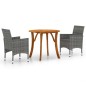 vidaXL Juego de comedor de jardín de 3 piezas gris
