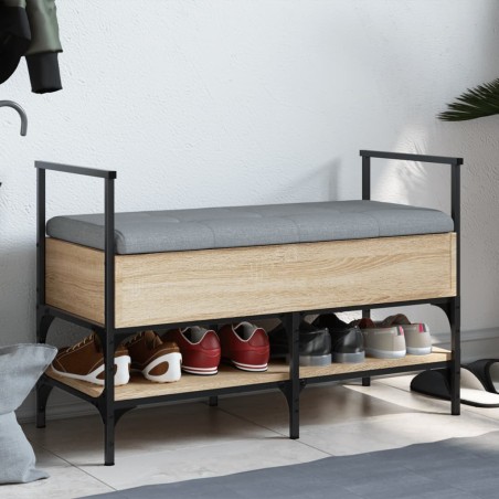 vidaXL Banco zapatero madera de ingeniería roble Sonoma 85,5x42x57,5cm