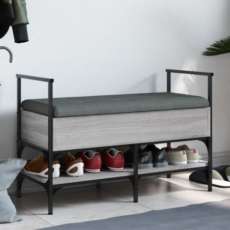 vidaXL Banco zapatero madera de ingeniería gris Sonoma 85,5x42x57,5 cm