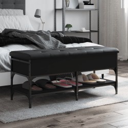 vidaXL Banco zapatero madera de ingeniería negro 102x42x45 cm