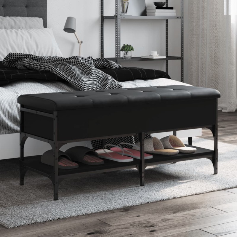 vidaXL Banco zapatero madera de ingeniería negro 102x42x45 cm vidaXL Banco zapatero madera de ingeniería negro 102x42x45 cm